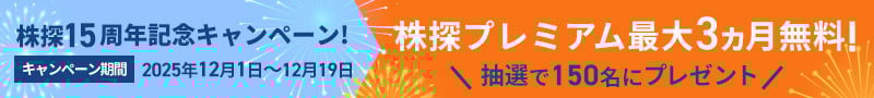 株探15周年記念キャンペーンバナー